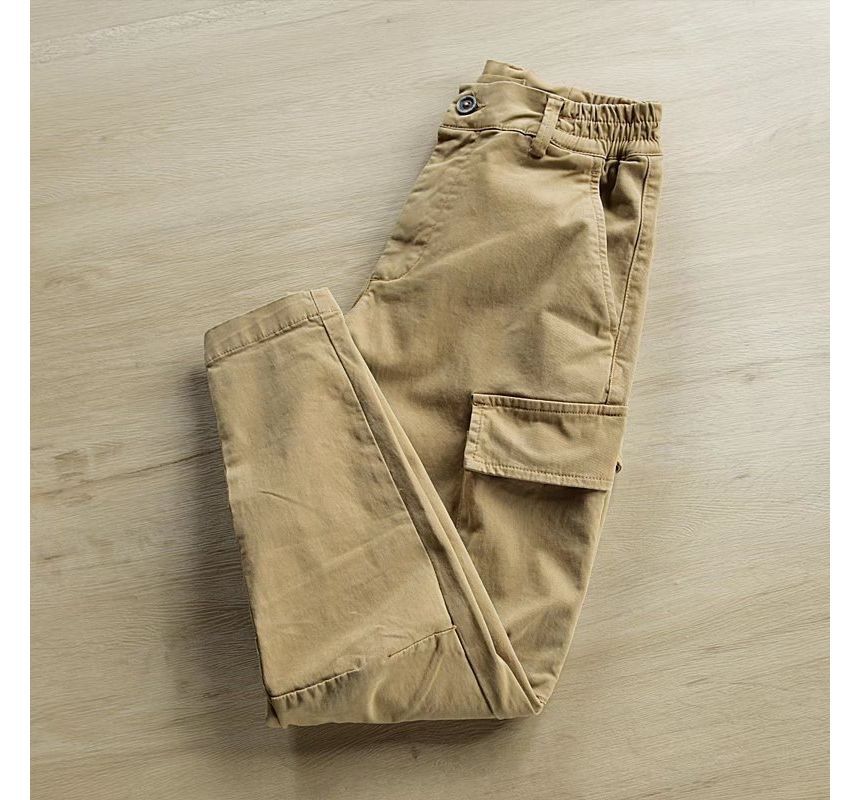 Sinlarity - Mid Rise Plain Tapered Cargo Pants