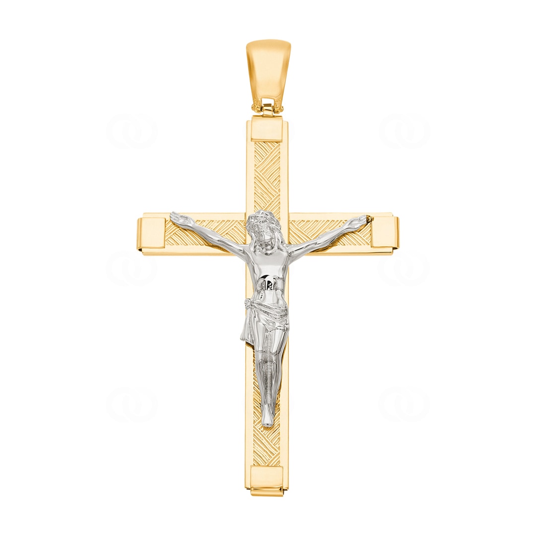 Anhänger 750/18 K Gelbgold Kreuz mit Jesus 74 x 42mm