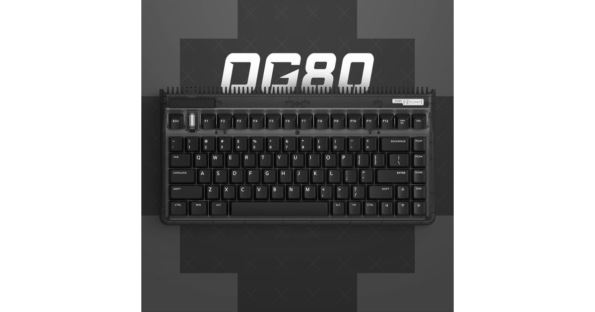 IqunixOG80 Dark Side Wireless Mechanical Keyboard, gaming toetsenbord  (Zwart, US lay-out, Cherry MX Blue, RGB leds, 80% (TKL), Hot-swappable, PBT, 2.4GHz | Bluetooth 5.1 | USB-C)