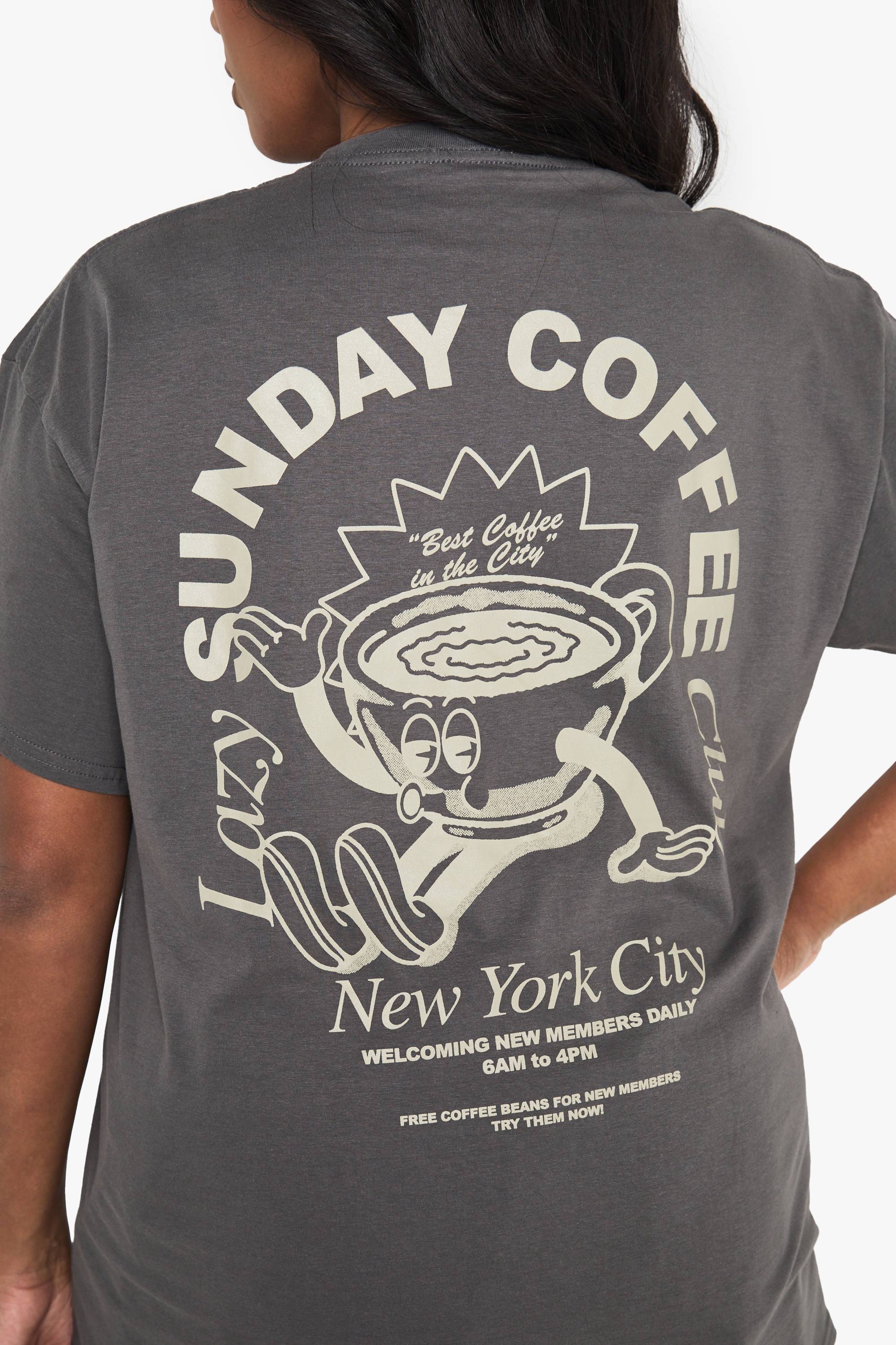 boohoo T-shirt Oversize Imprimé Club Café Du Dimanche Plus
