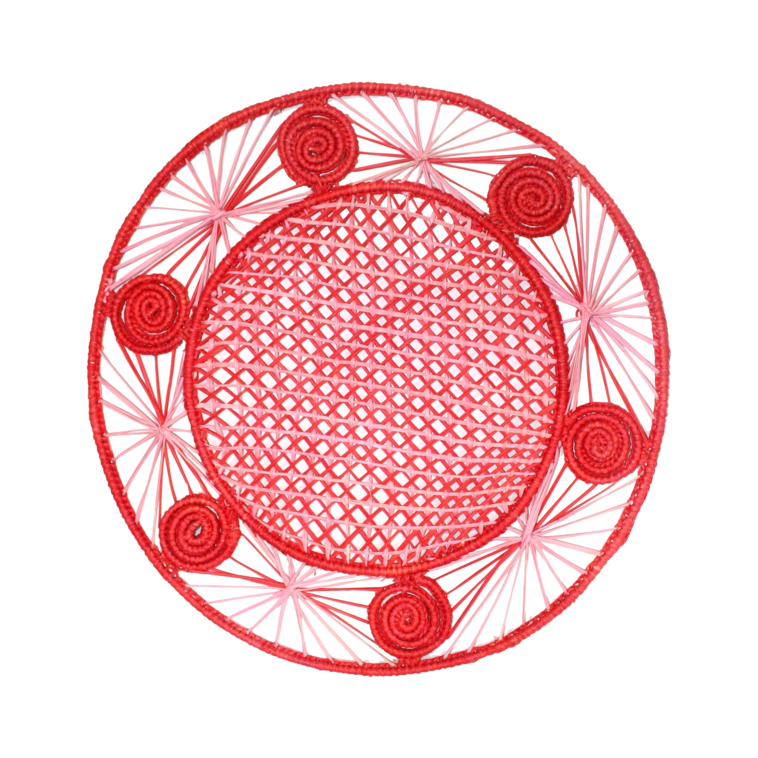 Set de table rond à tissage ajouré avec sous-verre (Lot de 2 unités)