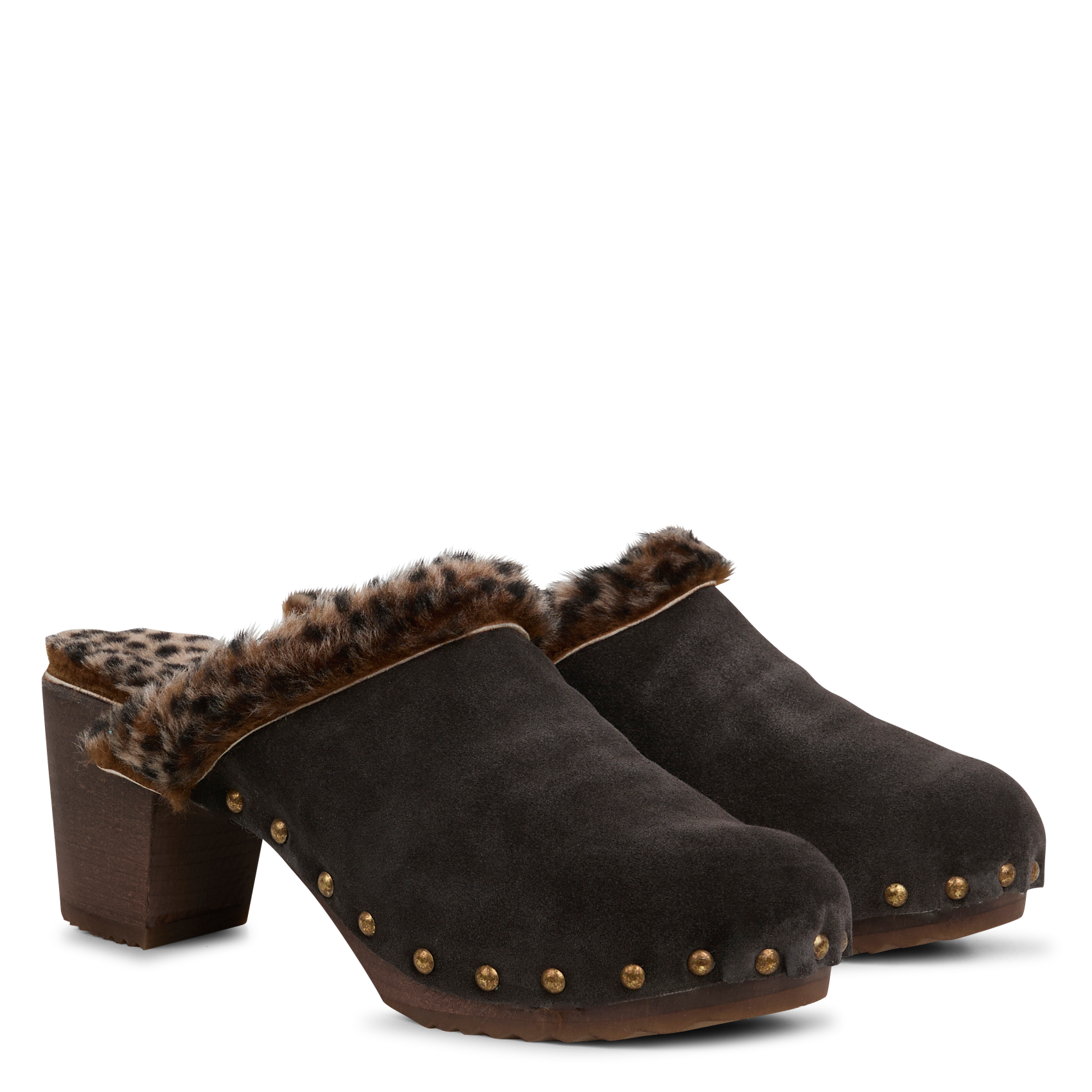CANDICE - Sabot fourré en cuir| Marron
