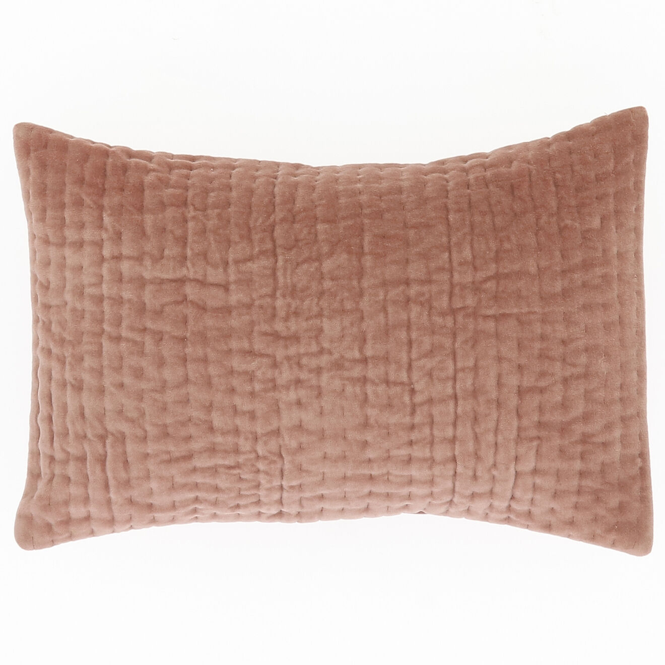 En Fil d'Indienne Housse de coussin en Velours de Coton rose poudre  - 30x45 cm