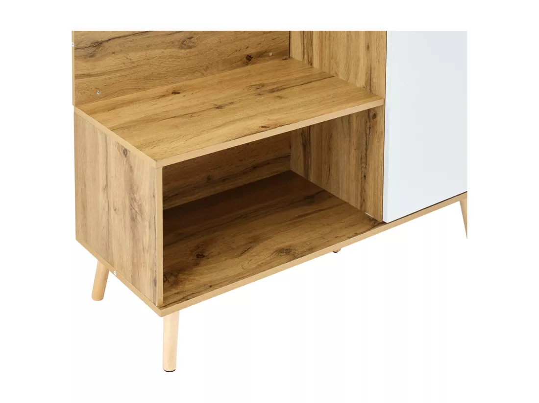 Vestiaire avec porte manteau + meuble à chaussures + miroir - Naturel