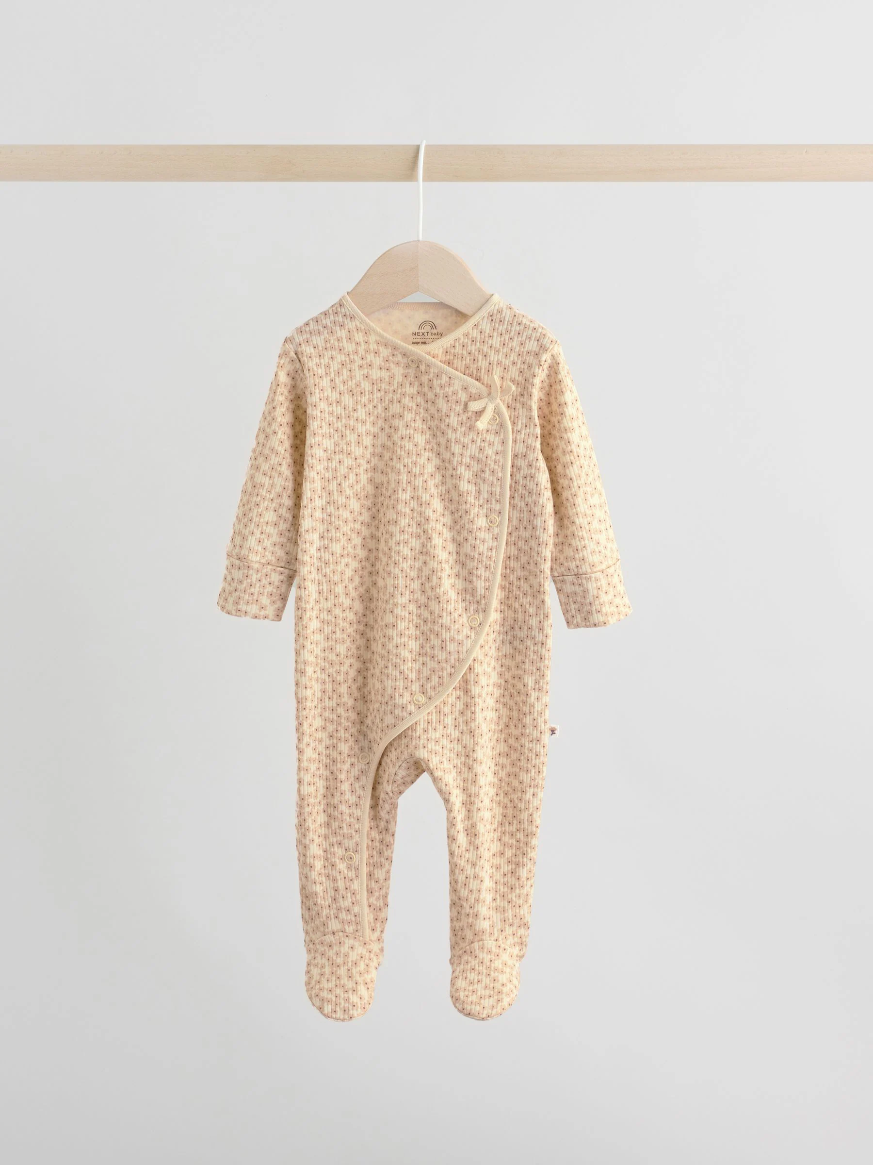 Bruin met fijne bloemenprint - Verpakking van 3 babypyjama's (0-2jr)
