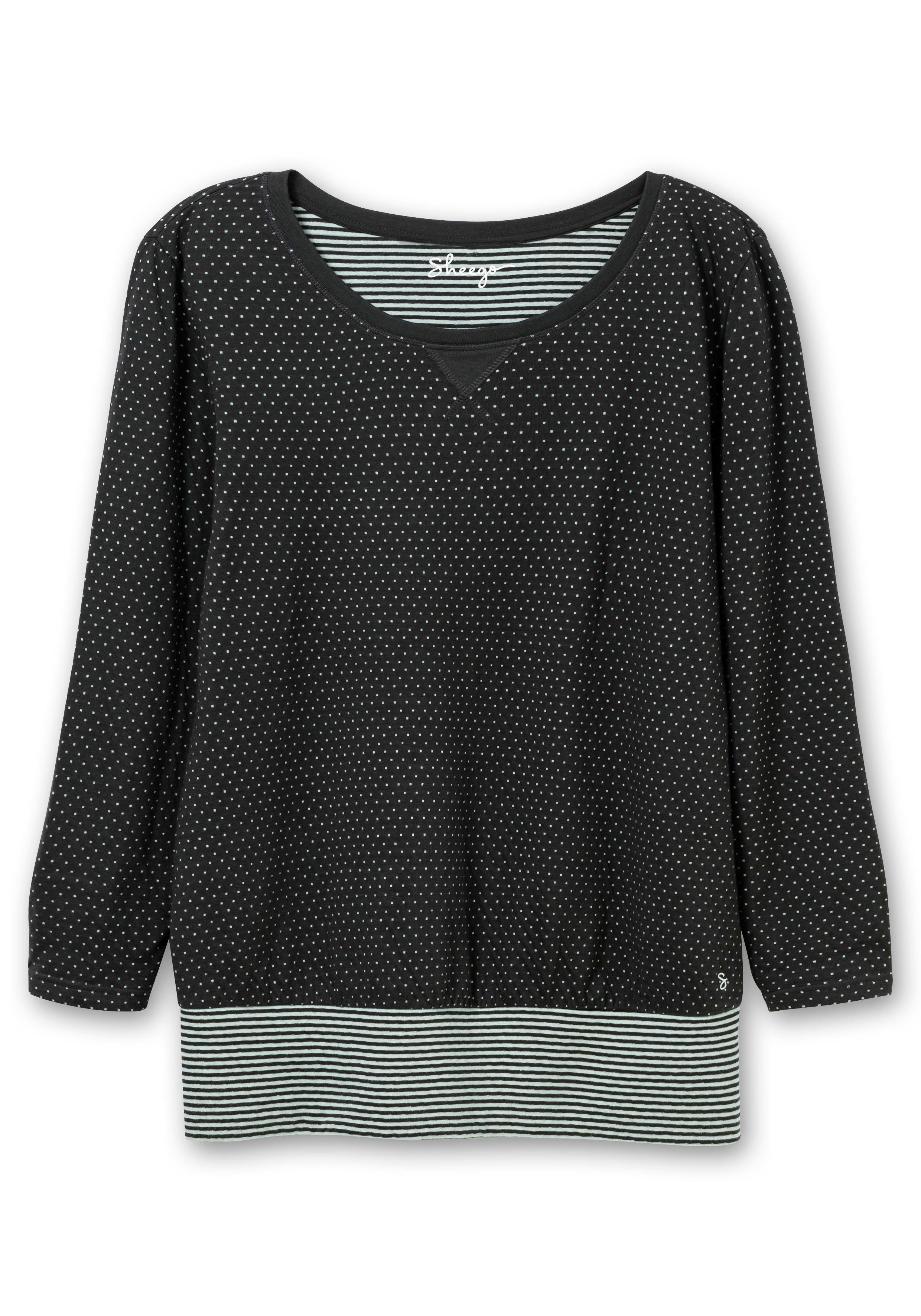 Longshirt im Mustermix, mit breitem Saum