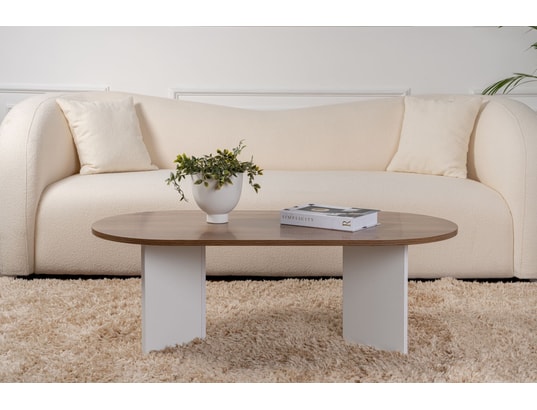 CONCEPT1 - Table basse Sable noyer blanc 119 x 60 x h40cm