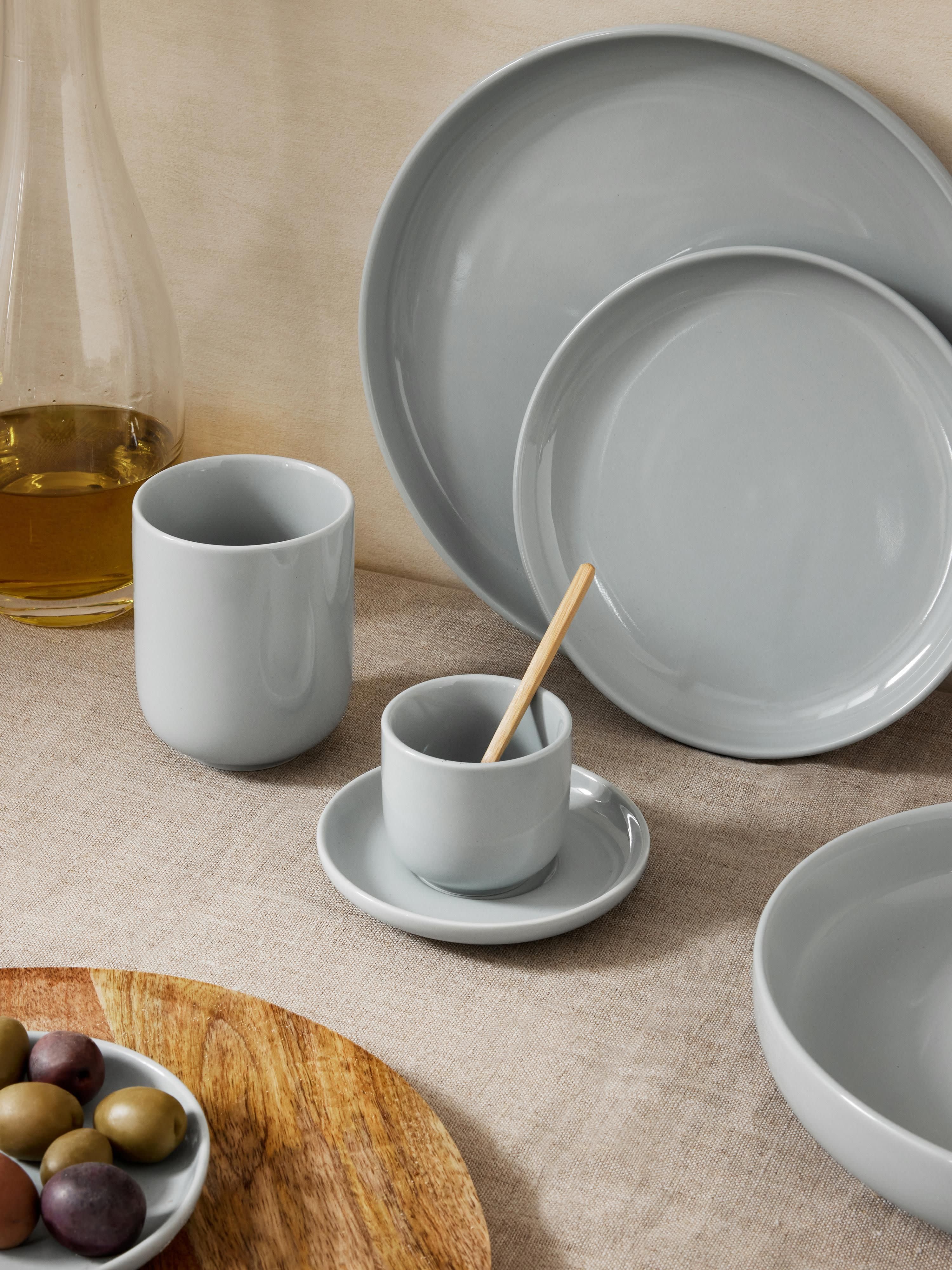 Porseleinen espressokopjes Nessa met schotels, 4 stuks