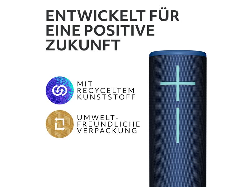 Ultimate Ears Bluetooth Speaker MEGABOOM 4 Blau Portabler Lautsprecher, wasserdicht, mit imposantem 360°-Sound und tiefen Bässen