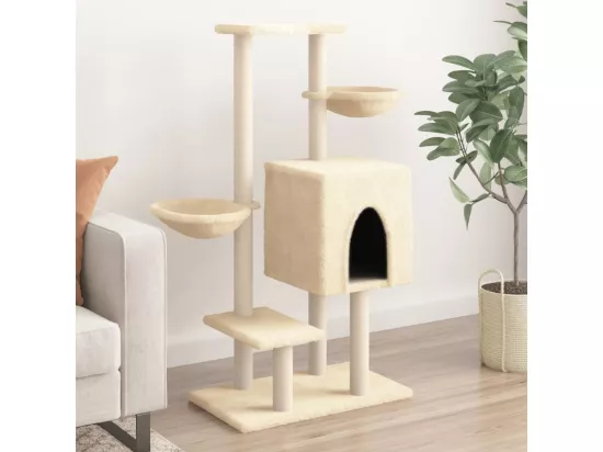 Arbre à chat avec griffoirs en sisal crème 117 cm