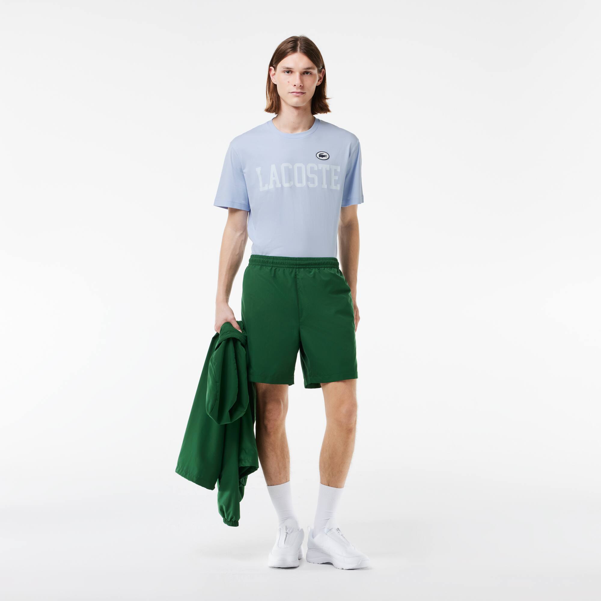 T-shirt en coton avec imprimé et badge contrasté T-Shirts - Bleu - Lacoste - Homme