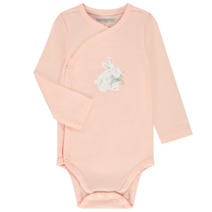 Lot de 5 bodies manches longues en jersey pour bébé fille - Ecru