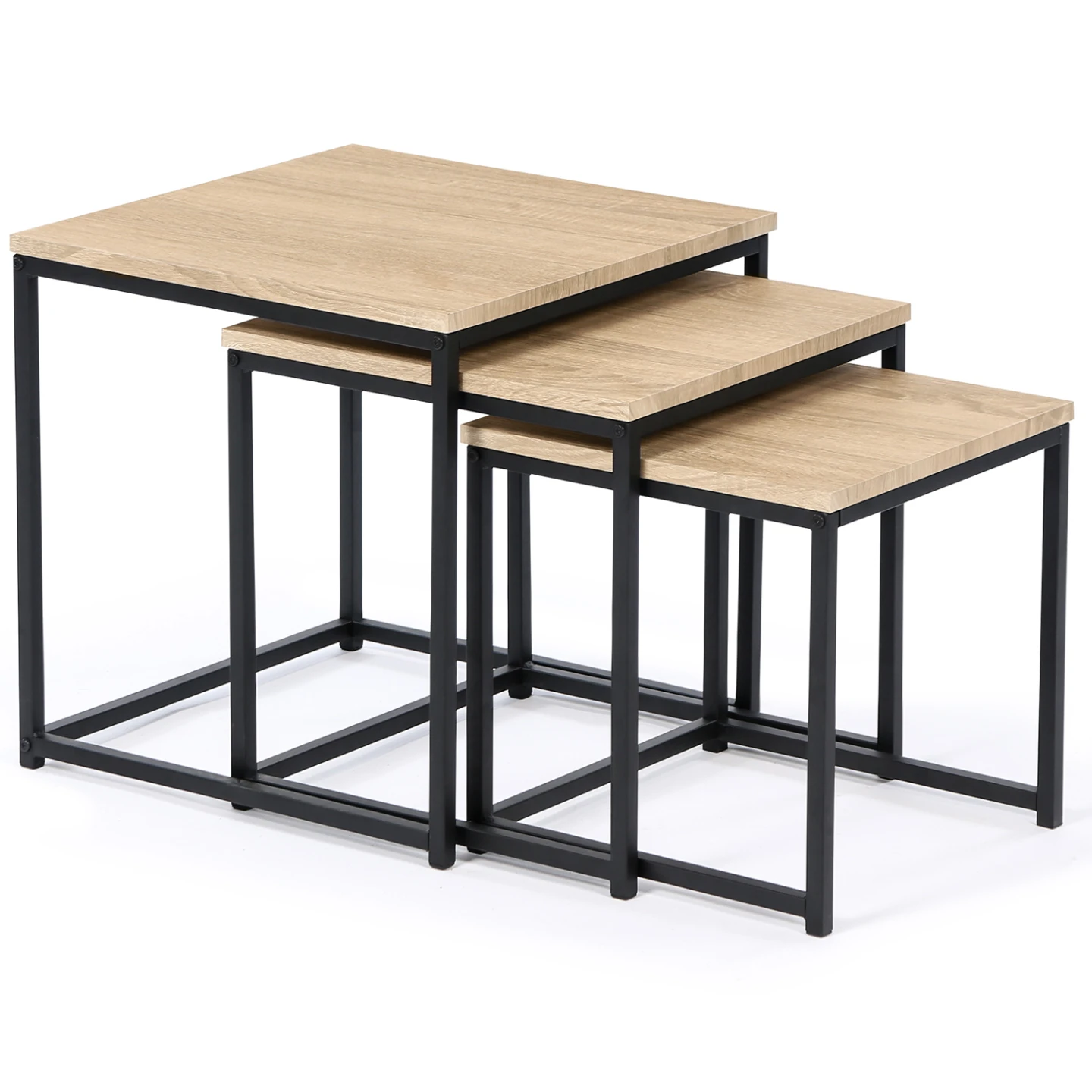 Lot de 3 tables basses gigognes DETROIT 35/40/45 design industriel
