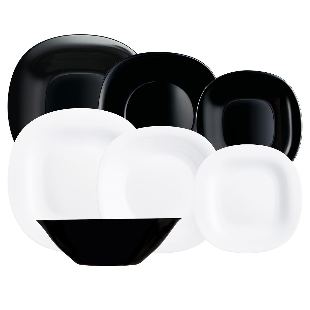 SERVIÇO DE LOIÇA CARINE LUMINARC BRANCO E PRETO 19 PEÇAS