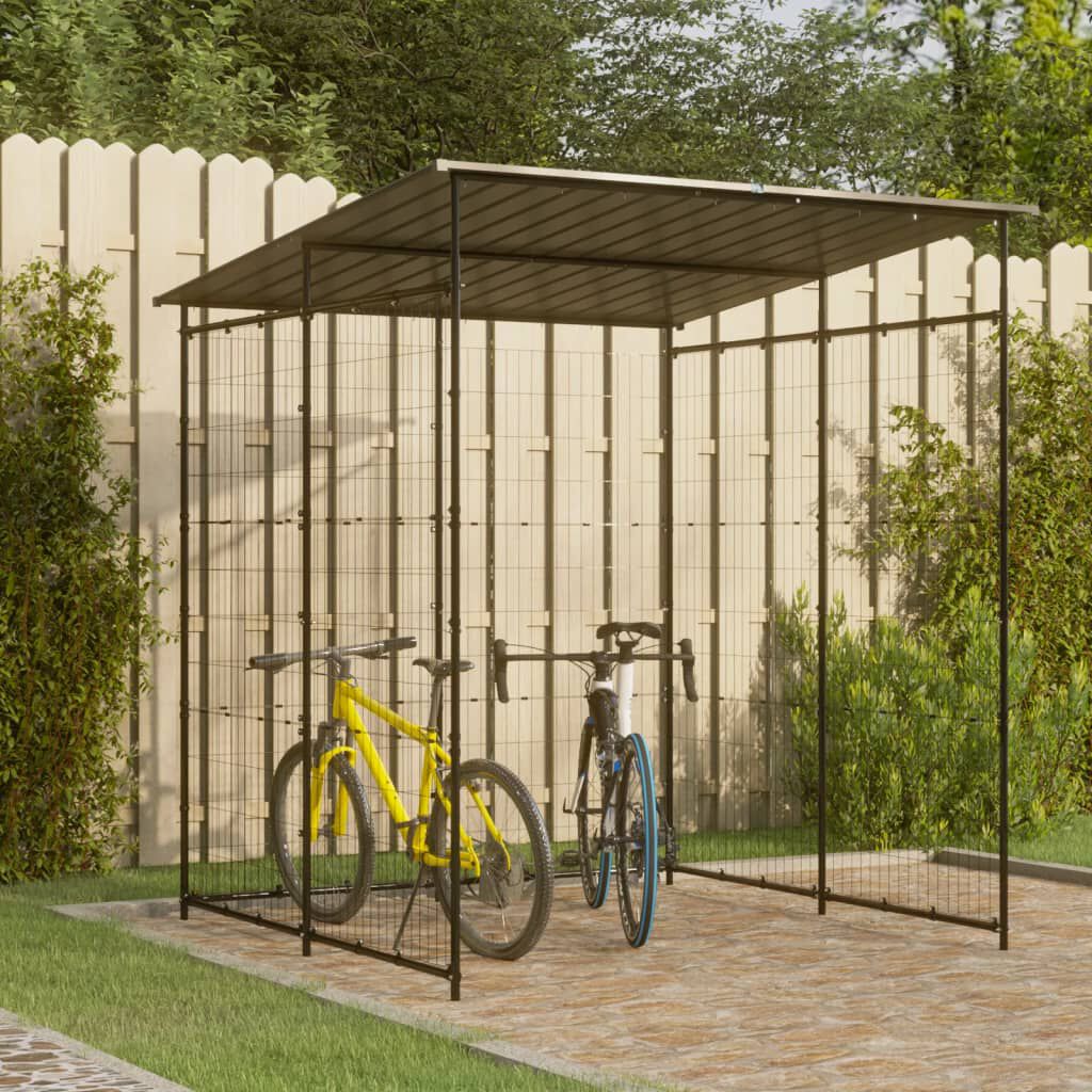 vidaXL Fietsoverkapping, 190x190x222 cm, Staal, Zwart