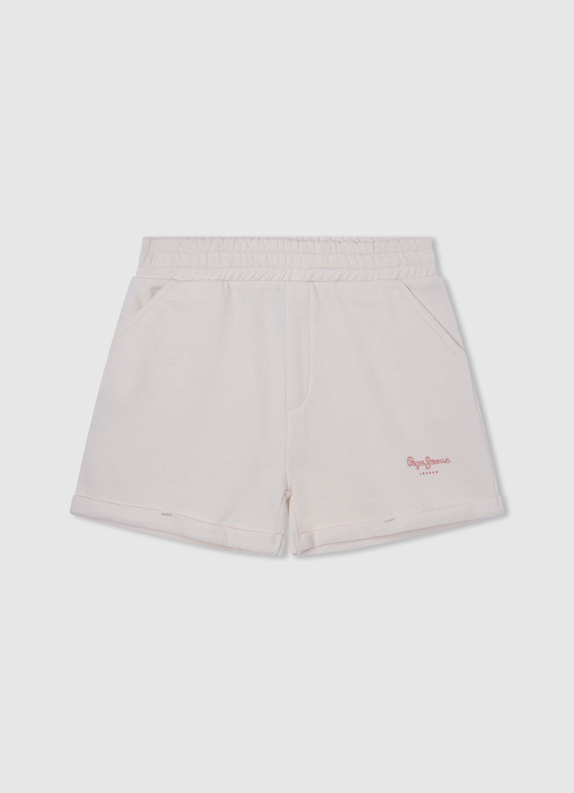 Shorts de algodão com cós elástico - branco mousse