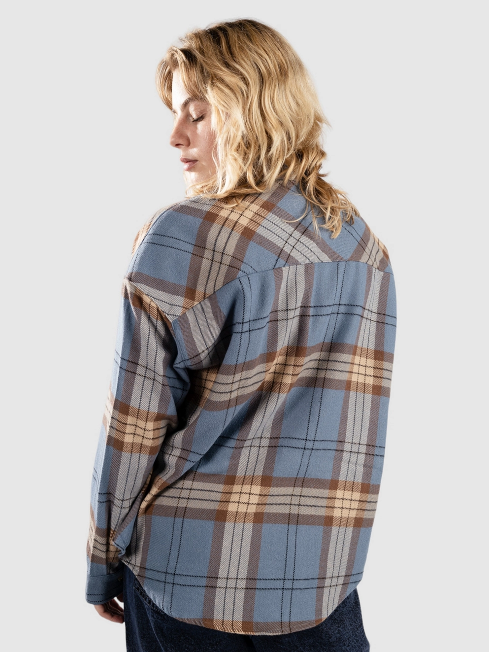 Brixton Bowery Classic Flannel Shirt flt ble/pinecone bwn plai