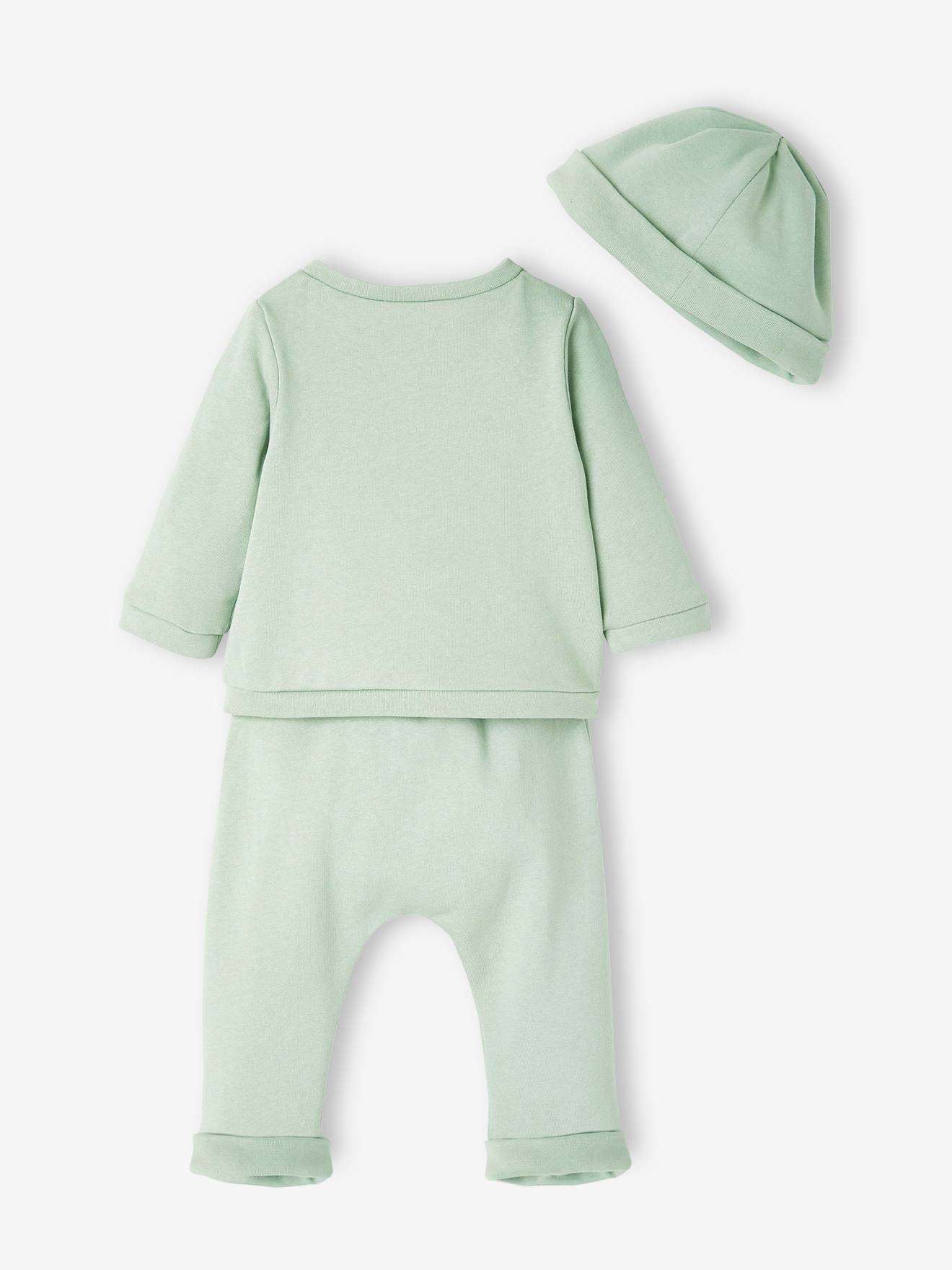 Conjunto de pelúcia para bebê de 3 peças, tamanho médio para recém-nascido, bege mesclado.