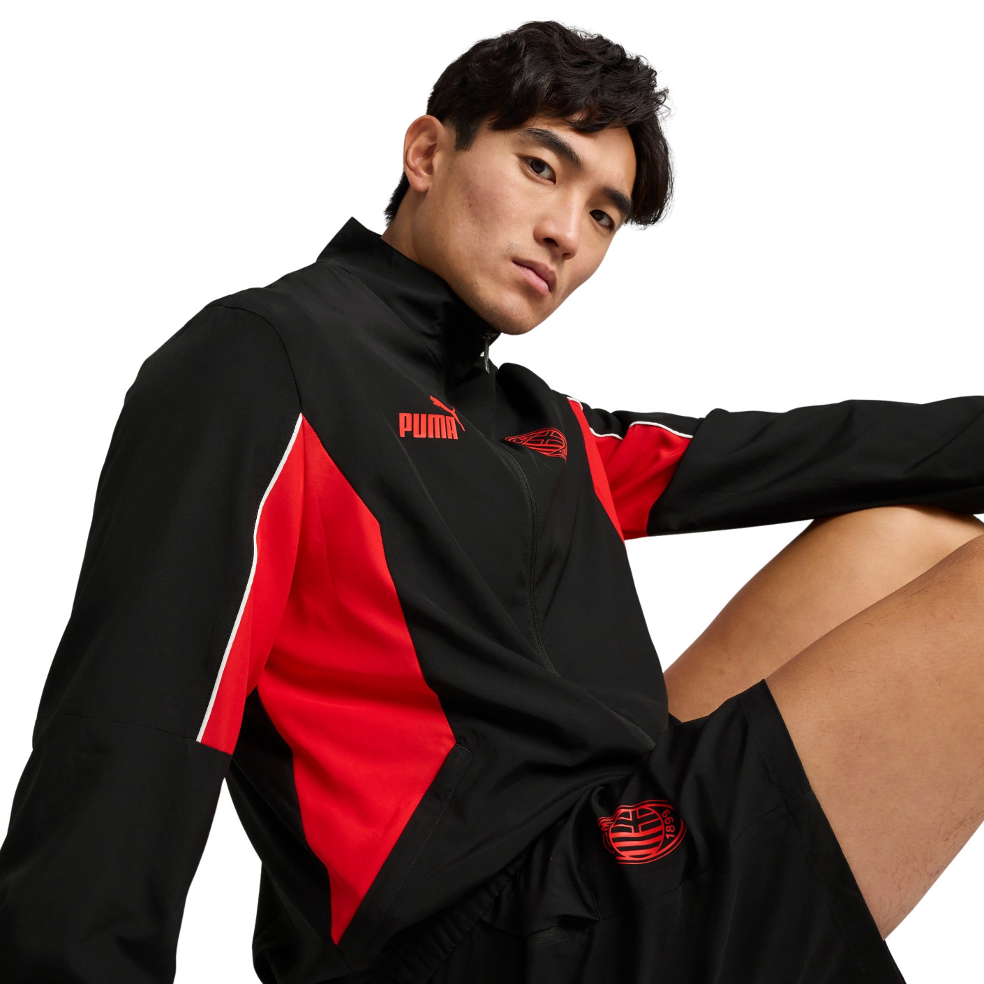 PUMA AC Milan FtblArchive Trainingsjack 2024-2025 Zwart Rood