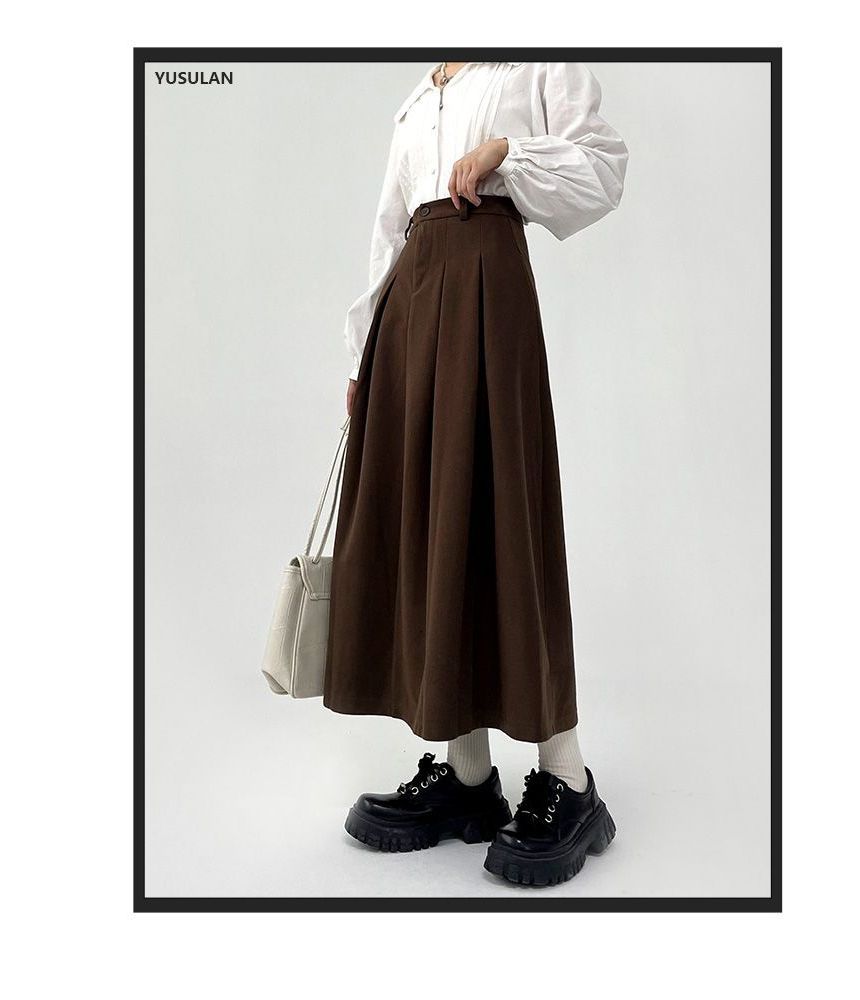 OUREA - Hoge taille geplooide maxi A-lijn rok