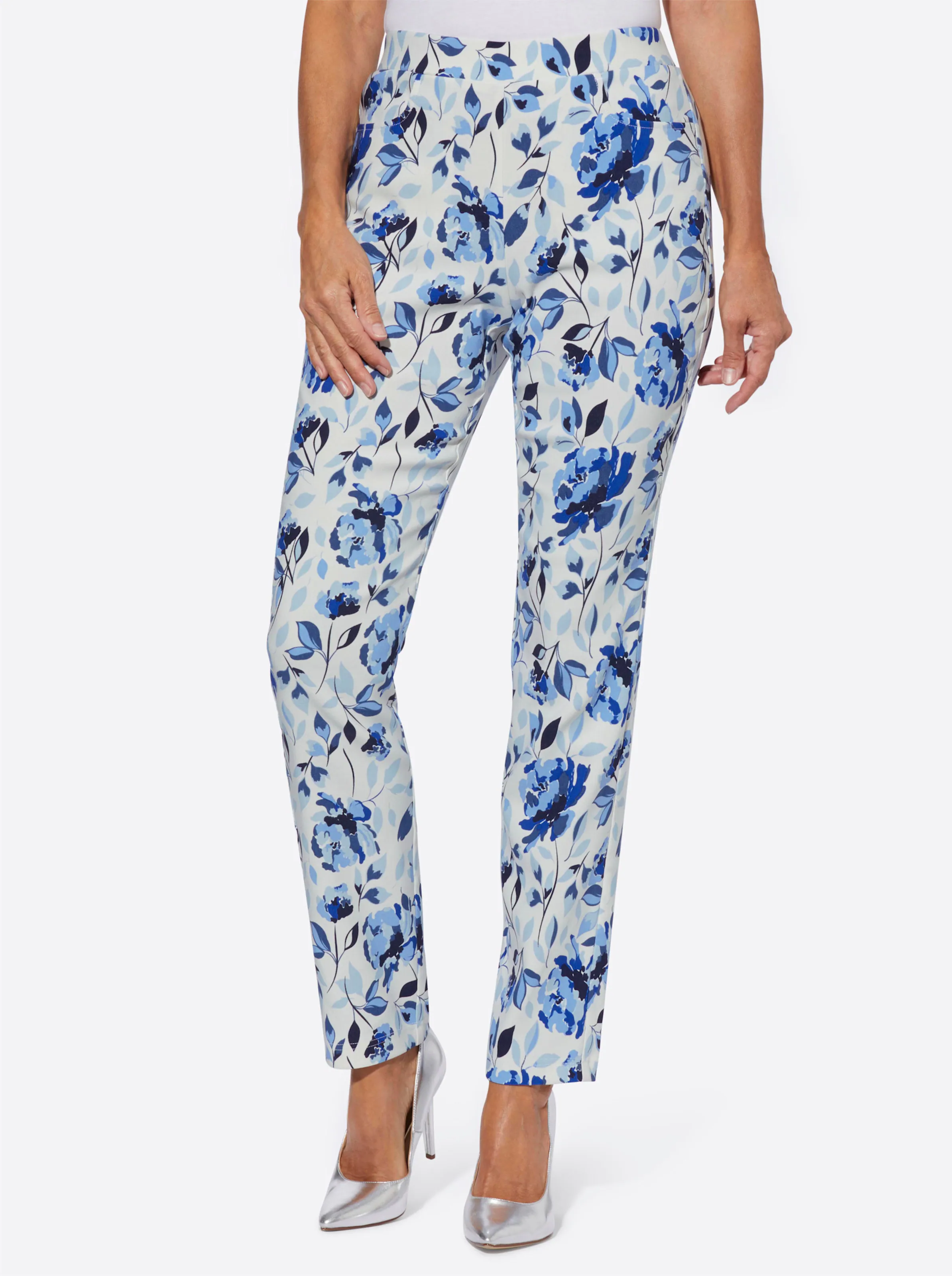Bengalinhose in weiß-marine-bedruckt