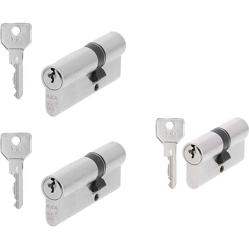 AXA veiligheidscilinder set SKG** 2x 30-45mm + 1x 30-30mm