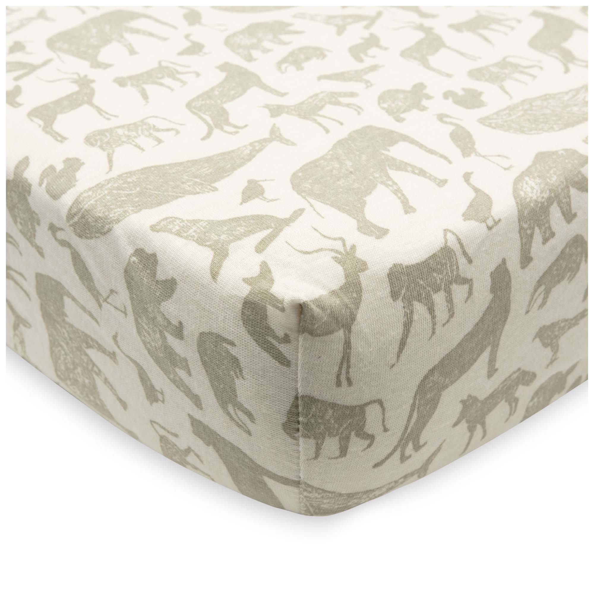 Jollein ledikanthoeslaken animals wit