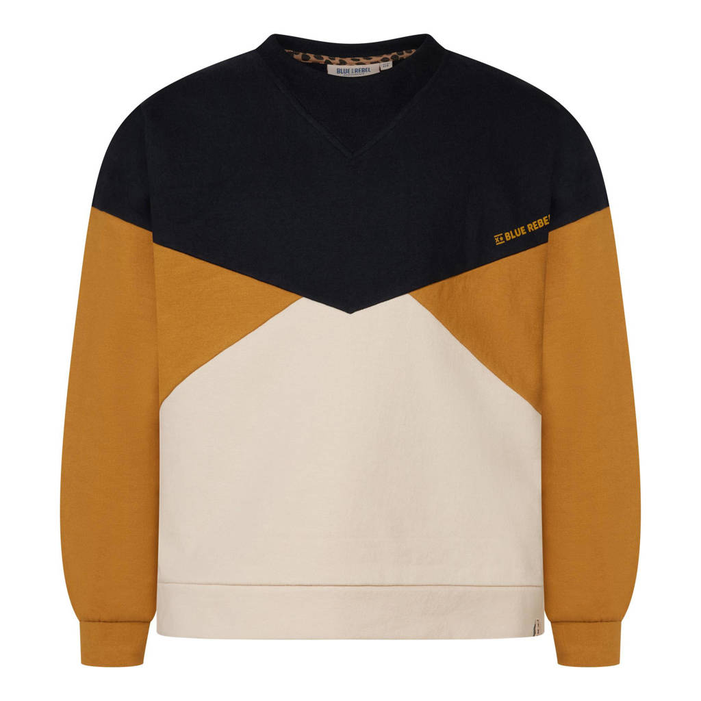Blue Rebel sweater zwart/ oker