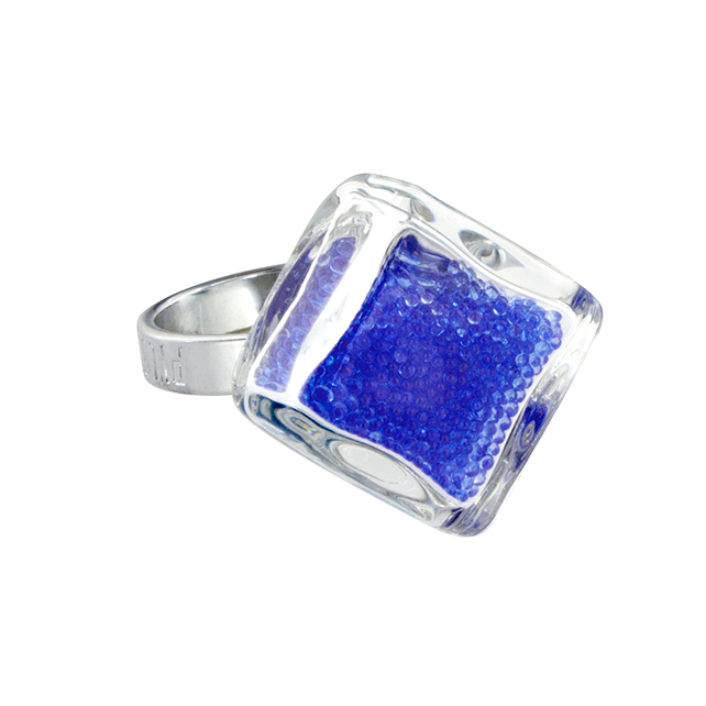 Bague en verre soufflée - Losange Nano Billes