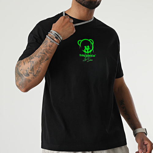 Tee Shirt Oversize Large Art Series Marker Noir Vert Fluo