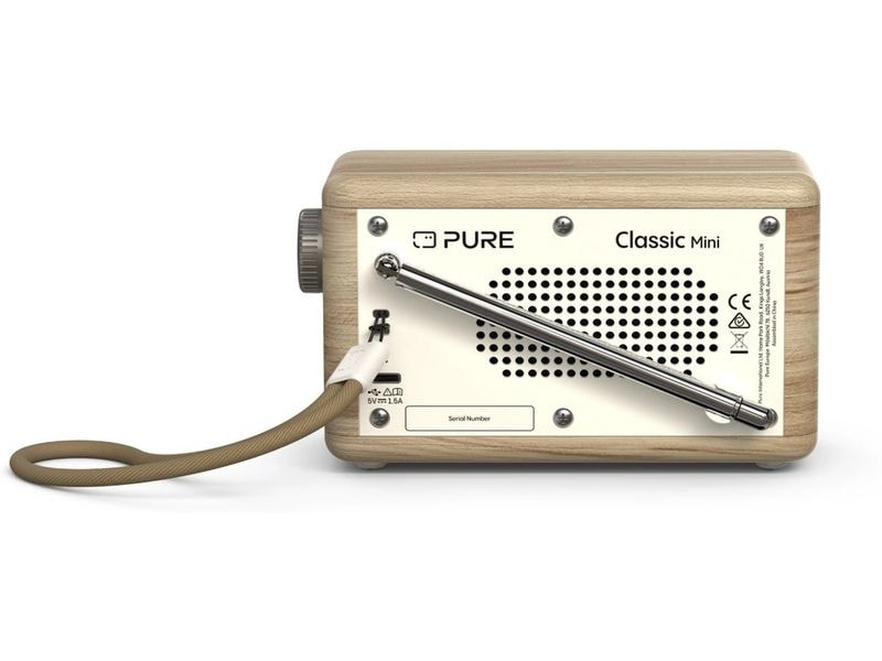 Pure DAB  Radio Classic Mini Eiche/Weiss Tragbares, akkubetriebenes Digitalradio mit Bluetooth 5.3