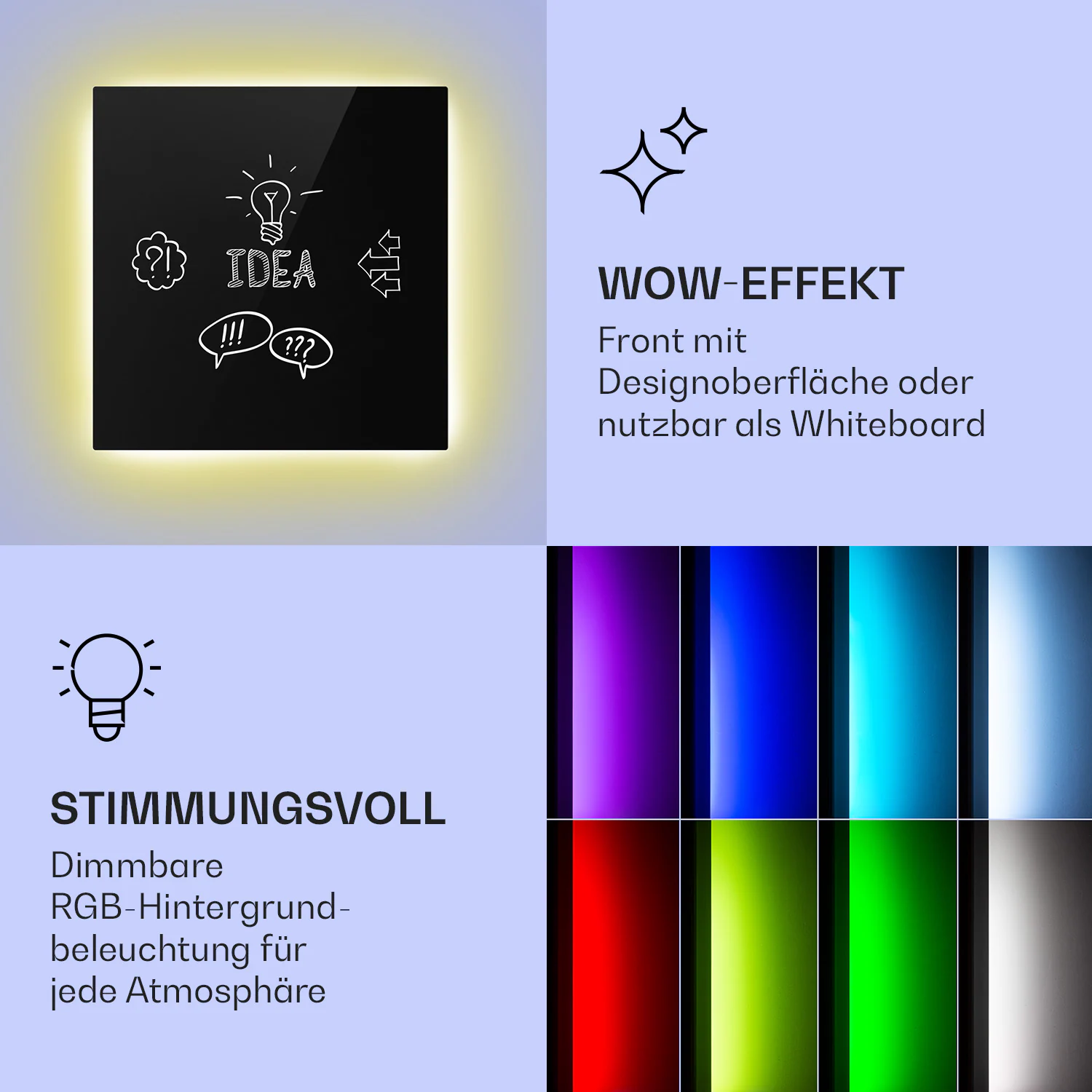 Mojave 500 smart 2-in-1 Heizgerät Infrarot Konvektor 60x60cm 500W RGB-Licht