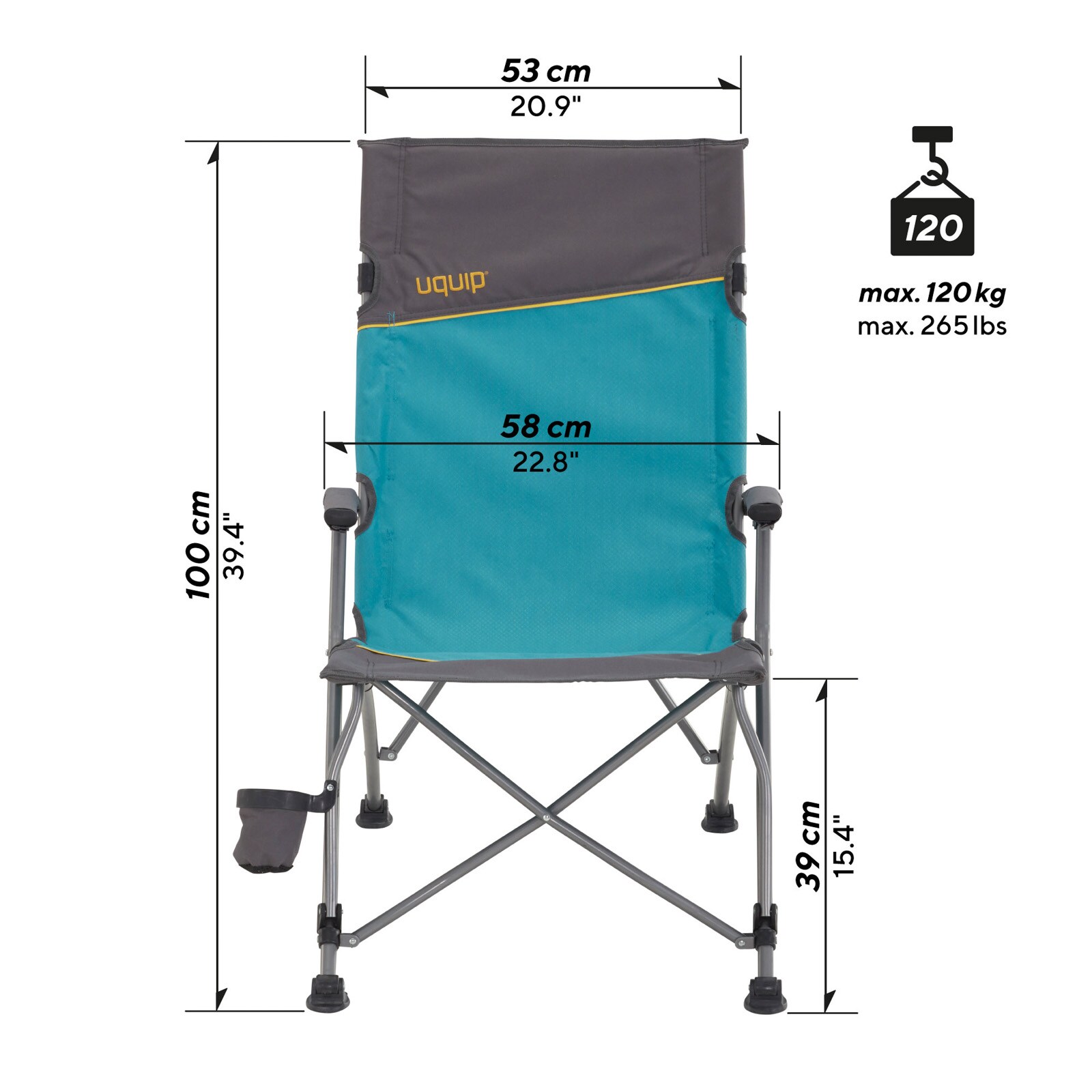 UQUIP Campingstuhl Sidney Strandstuhl Faltstuhl Klappstuhl Faltbar Stahl 120 kg