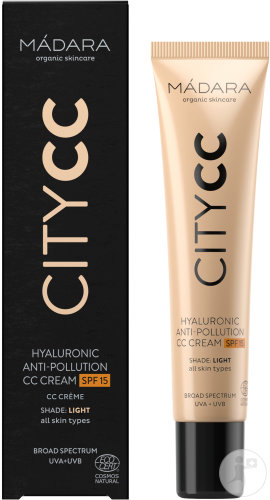 Mádara City CC Crème Anti-Pollution À L'Acide Hyaluronique Teinte Light IP15 Toutes Peaux Tube 40ml