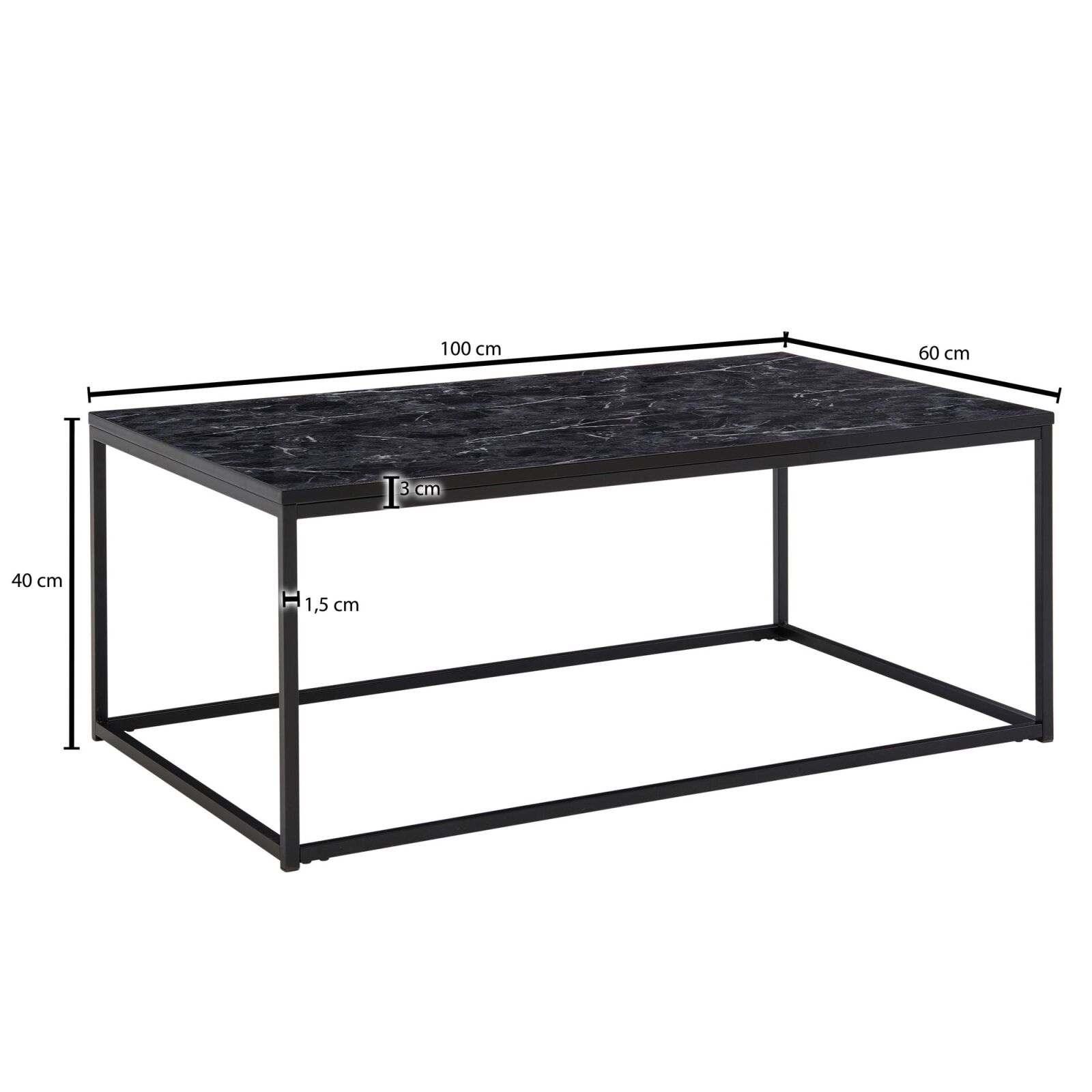 Couchtisch - Marmor-schwarz - 100 cm
