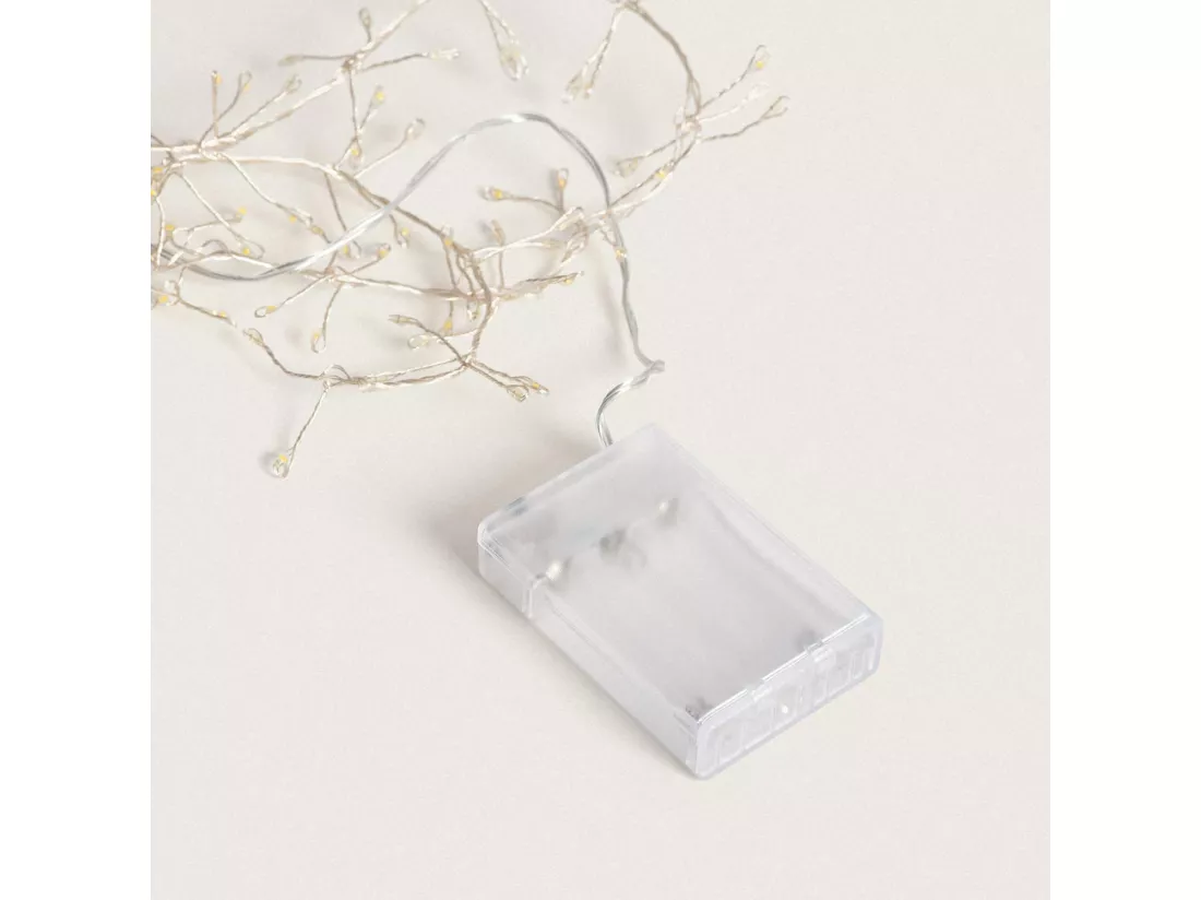 Guirlande LED Alambre Chrome à Piles Racimo 1m Blanc Chaud 2700K