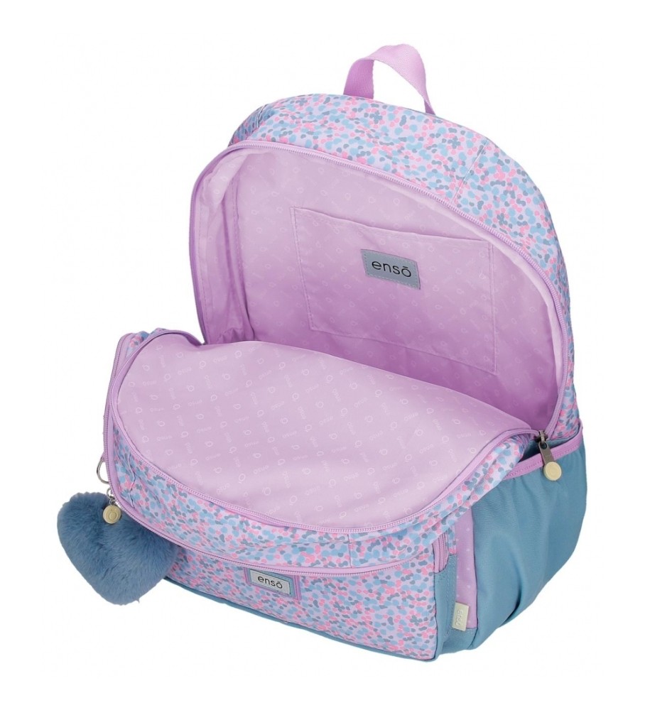Mochila Joumma Bags EnsoCute Girl com dois compartimentos, roxa - 32x44x17cm