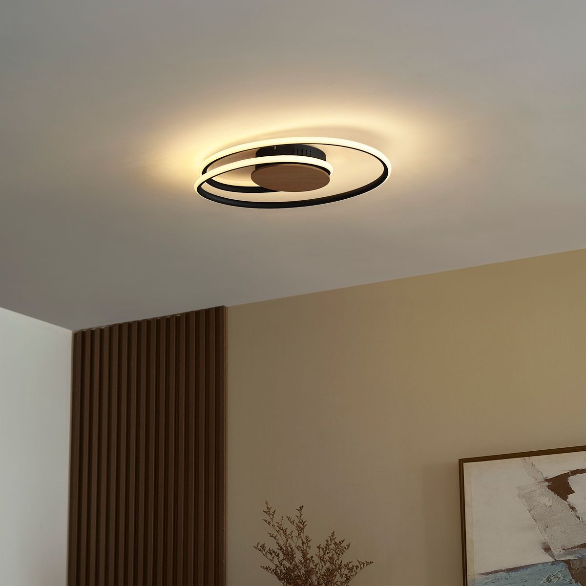 Design plafondlamp hout incl. LED 3-staps dimbaar - Rowan