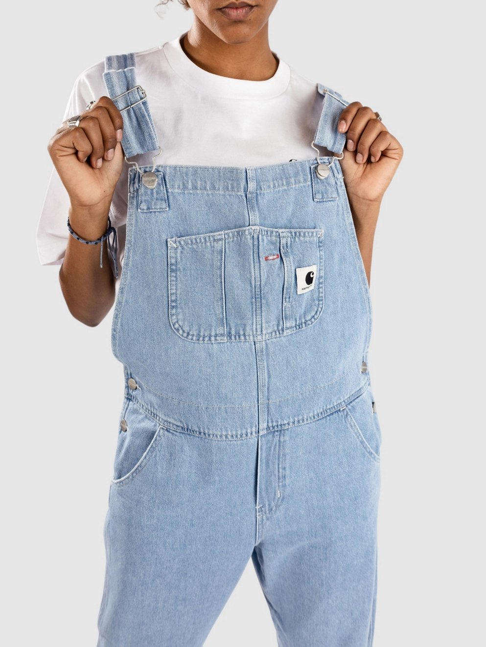 Carhartt WIP Bib Overall Straight Dungaree Jeans stone bleached blue