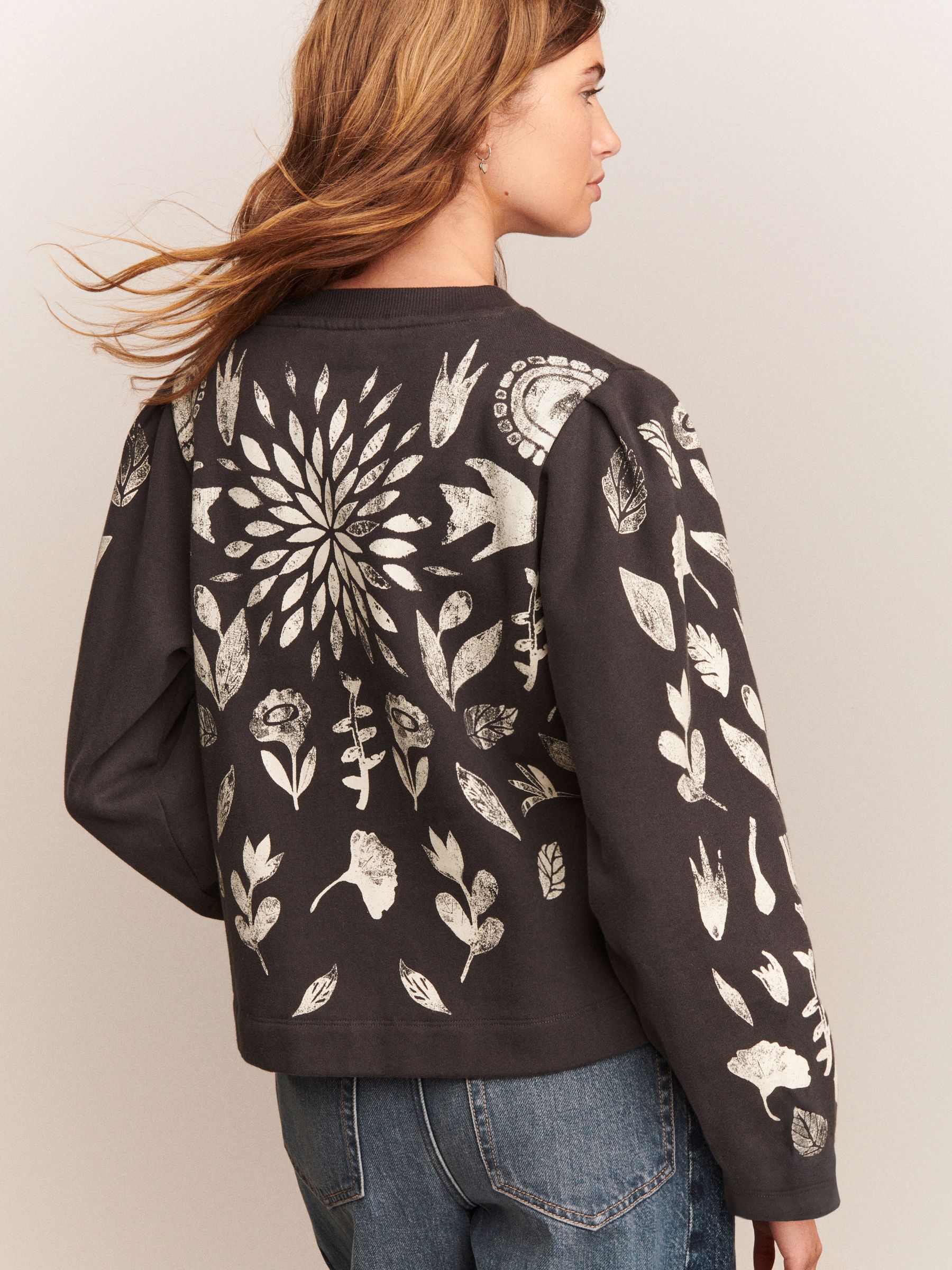 Zwart en wit - Graphic All Over Print Symmetrical Crew Neck Sweatshirt