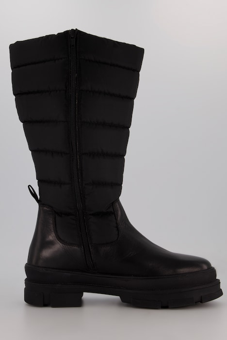 Lederstiefel, XL-Steppschaft, Fleecefutter, Weite H
