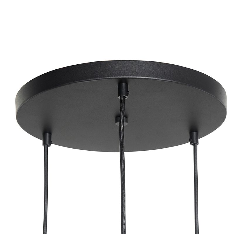 Art deco hanglamp zwart met goud glas rond 3-lichts - pallon
