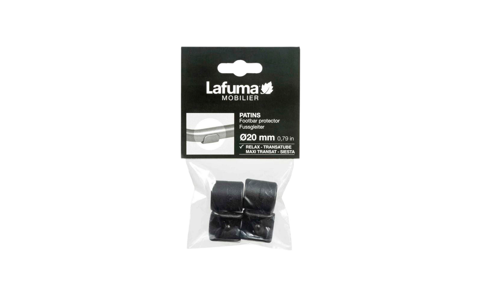 Fußschoner für Relaxliege RT2  Ø 20 mm 4 Stück Schwarz
