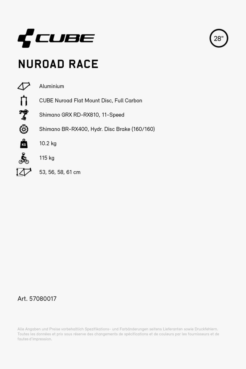 CUBE Nuroad Race 28 Gravel Bike 2024