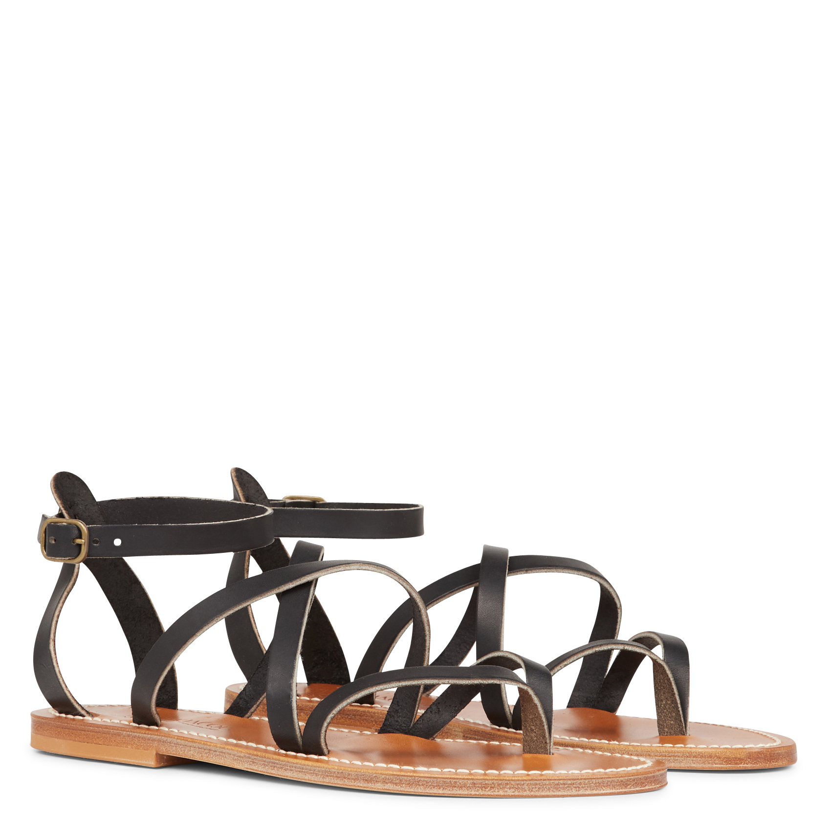 EPICURE - Sandales plates en cuir | Noir