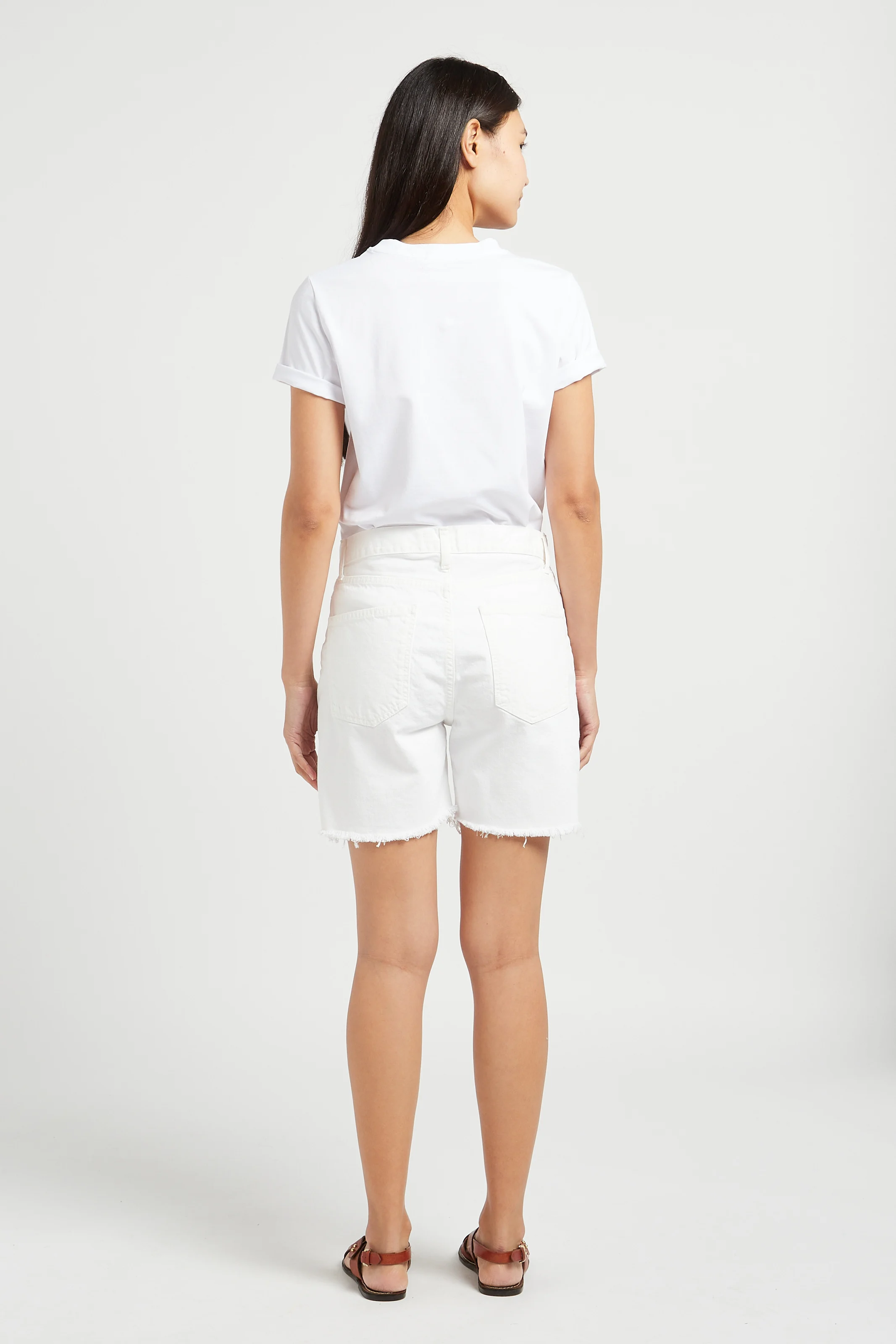 DANIS - Tee-shirt droit col rond en coton mélangé | Blanc