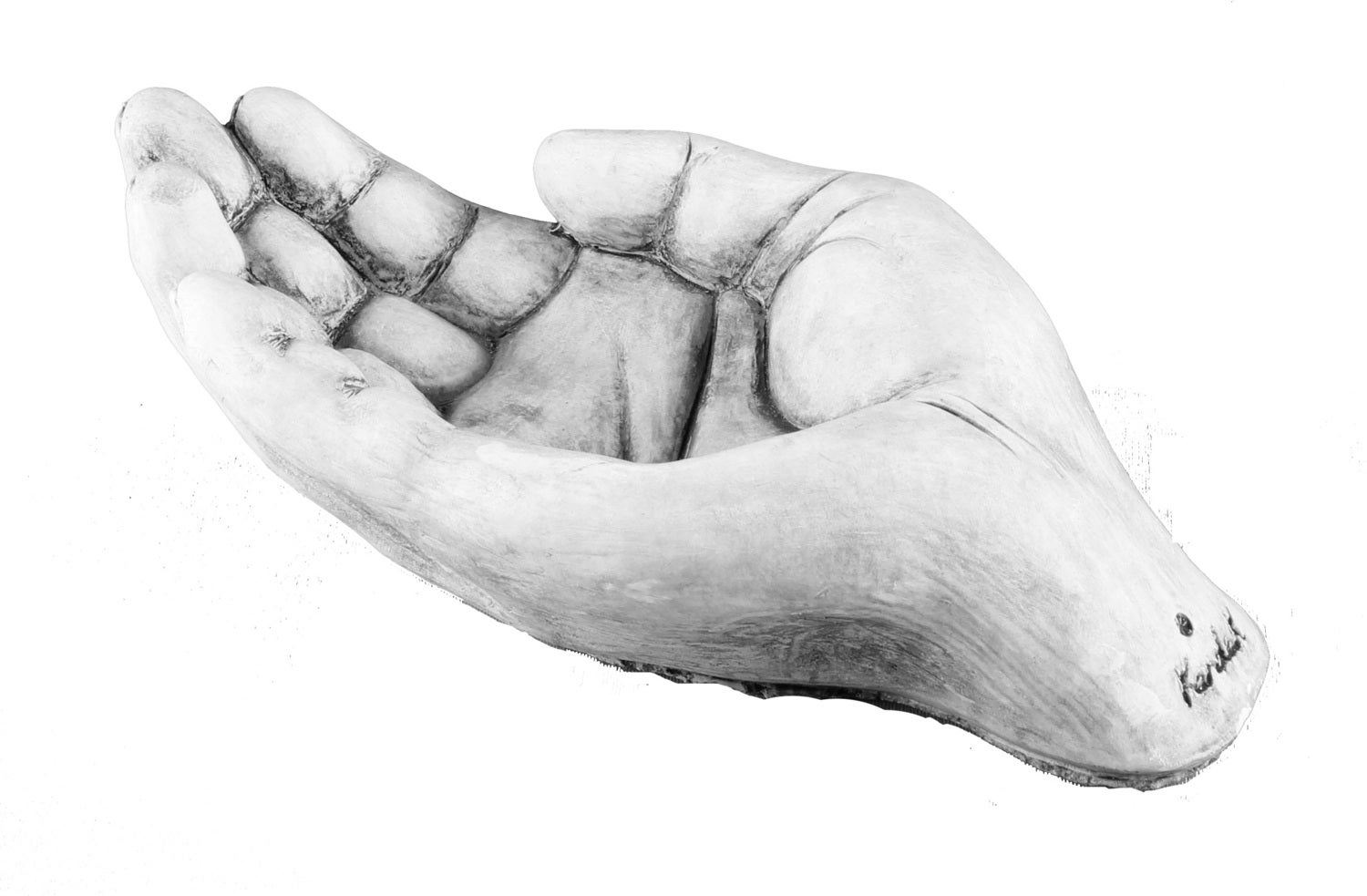Vogeldrinkschaal hand grijs 24 x 24 x 8 cm