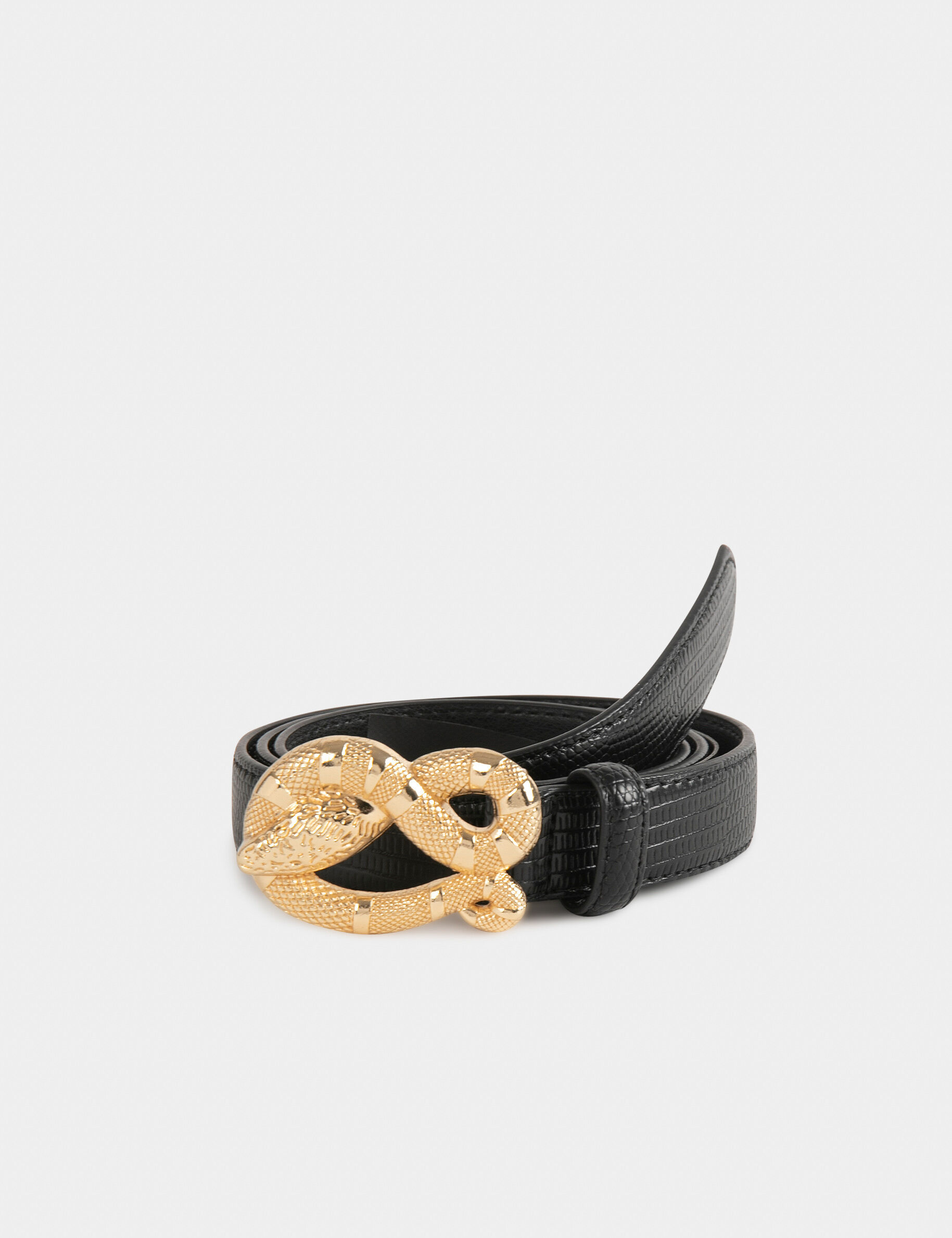 Ceinture effet python à boucle serpent noir femme - noir