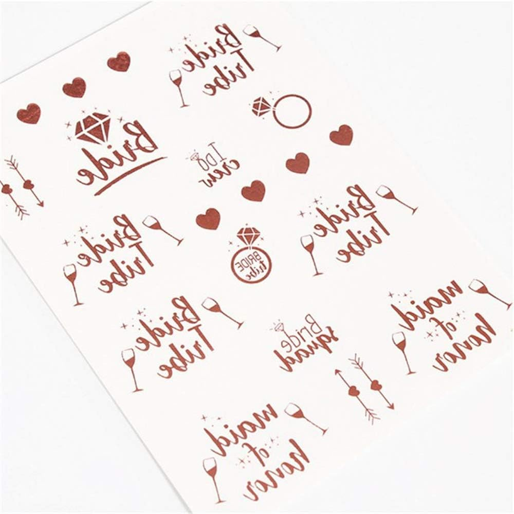 (23er Set) Klebetattoos Bride Tribe Aufkleber Junggesellinnenabschied Temporär Tattoo Haut Sticker - Roségold