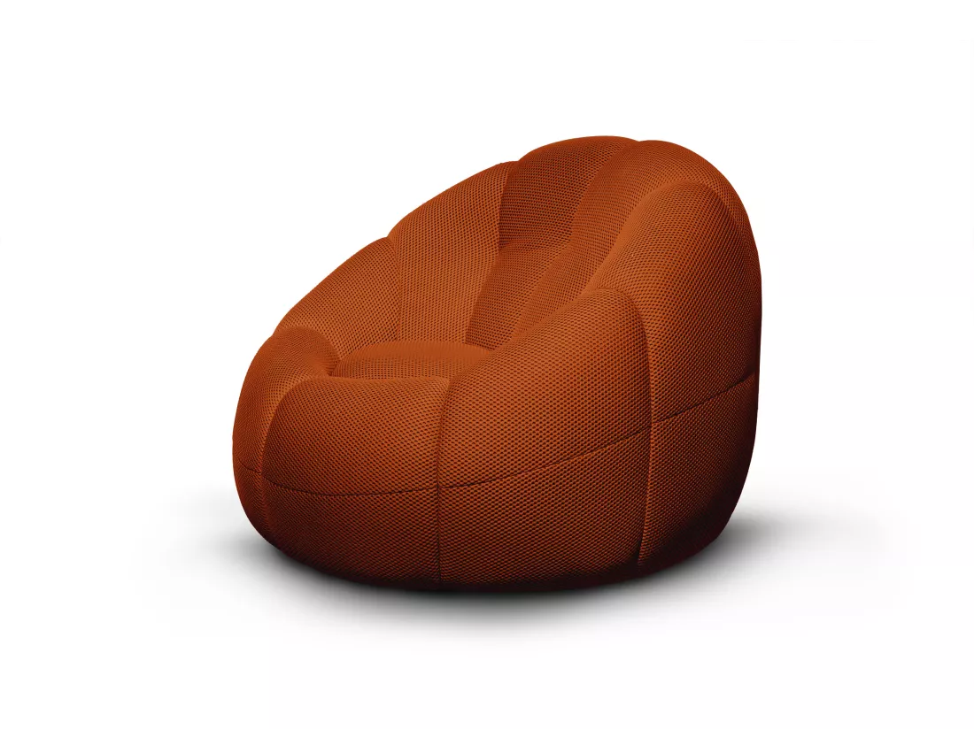 Fauteuil tissu rouge brique - FIGO